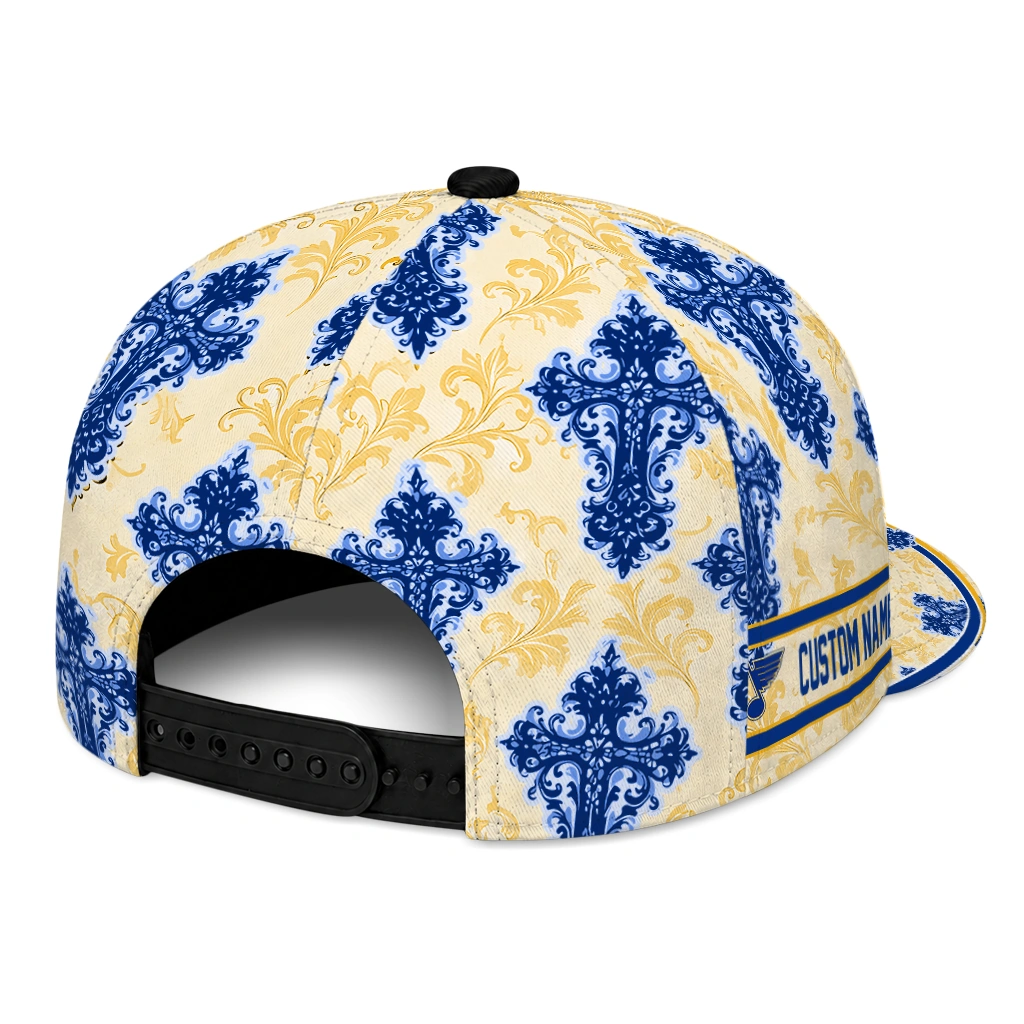st-louis-blues-cap-customized-damask-pattern-blue-white-fashion-forward.webp