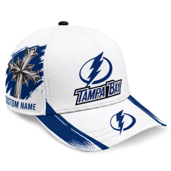 Tampa Bay Lightning Cap - Custom Grunge Cross Blue White