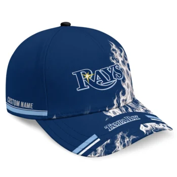 Tampa Bay Rays Cap - Custom Smoke Flames Navy