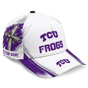 TCU Horned Frogs Cap - Custom Grunge Cross Purple White