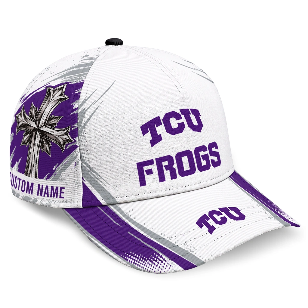 tcu-horned-frogs-cap-custom-grunge-cross-purple-white-best-selling.webp tcu horned frogs cap custom grunge cross purple white best selling