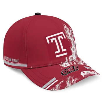 Temple Owls Cap - Custom Smoke Flames Red