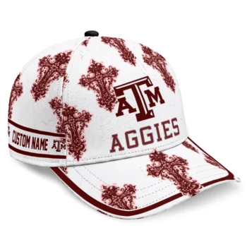 Texas A&M Aggies Cap - Personalized Damask Pattern Maroon White