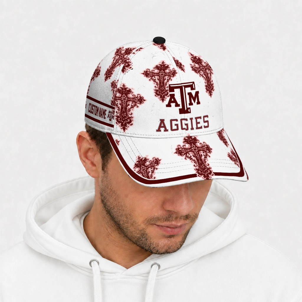 texas-am-aggies-cap-personalized-damask-pattern-maroon-white-new-arrival.webp