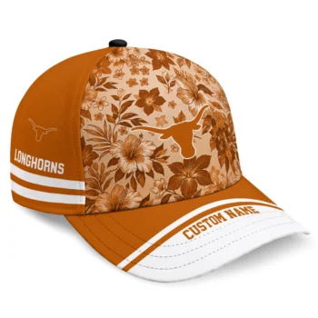 Texas Longhorns Cap - Customized Tropical Floral Orange
