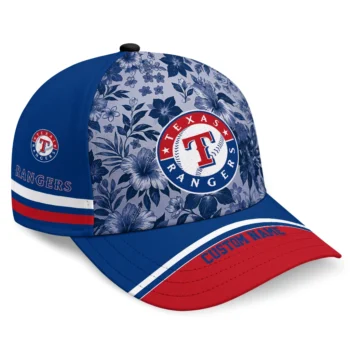Texas Rangers Cap - Custom Tropical Floral Blue