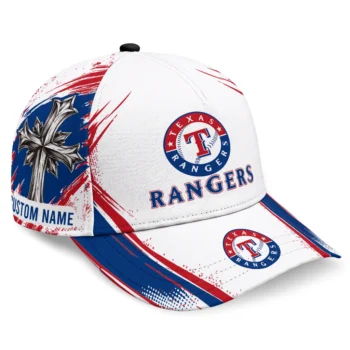 Texas Rangers Cap - Personalized Grunge Cross Blue White