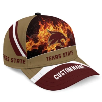 Texas State Bobcats Cap - Personalized Blazing Fire Maroon