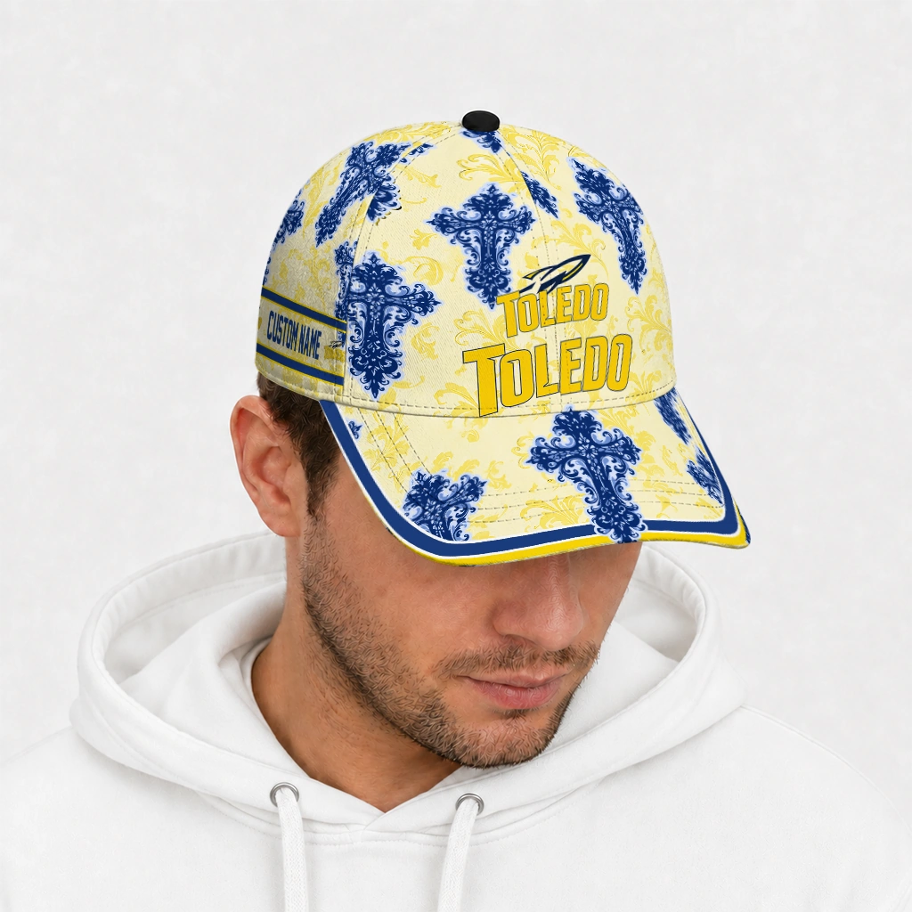 toledo-rockets-cap-personalized-damask-pattern-blue-white-new-arrival.webp