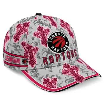 Toronto Raptors Cap - Custom Damask Pattern Red White