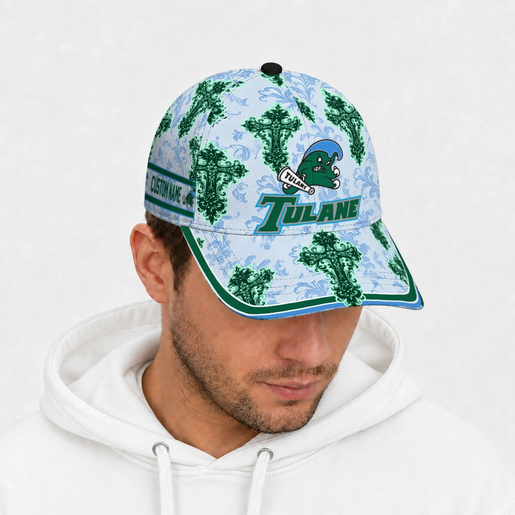 tulane-green-wave-cap-custom-damask-pattern-green-white-new-arrival.webp