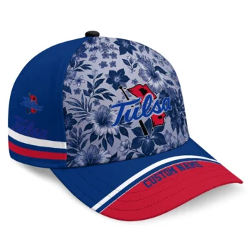 Tulsa Golden Hurricane Cap - Personalized Tropical Floral Blue