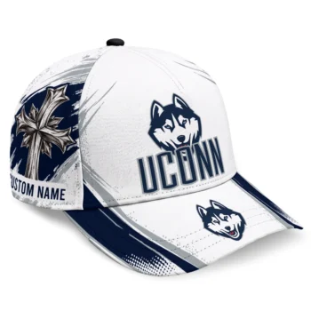 UConn Huskies Cap - Personalized Grunge Cross Blue White