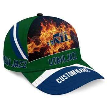 Utah Jazz Cap - Custom Blazing Fire Navy