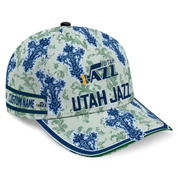 Utah Jazz Cap - Customized Damask Pattern Navy White