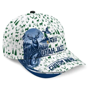 Utah Jazz Cap - Personalized Toile Pattern Navy White