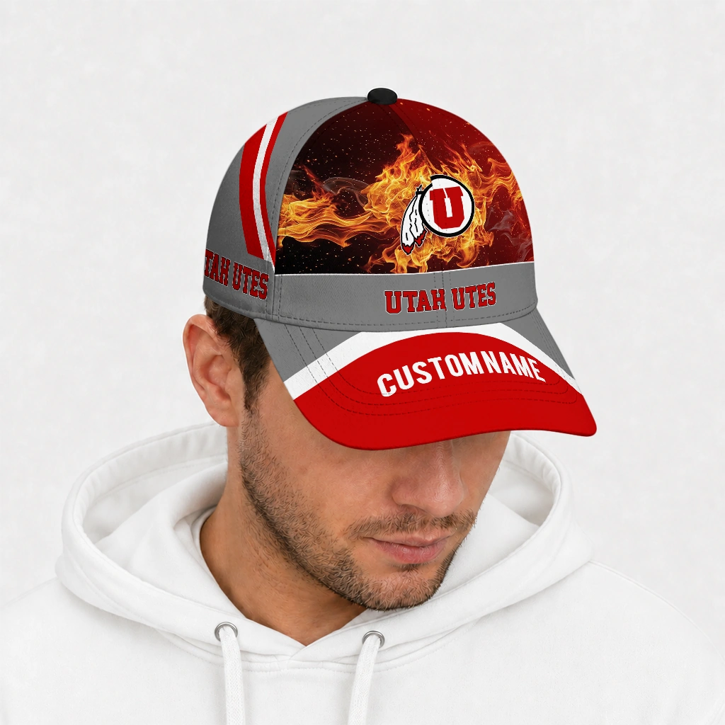 utah-utes-cap-personalized-blazing-fire-red-new-arrival.webp
