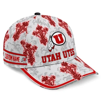 Utah Utes Cap - Personalized Damask Pattern Red White