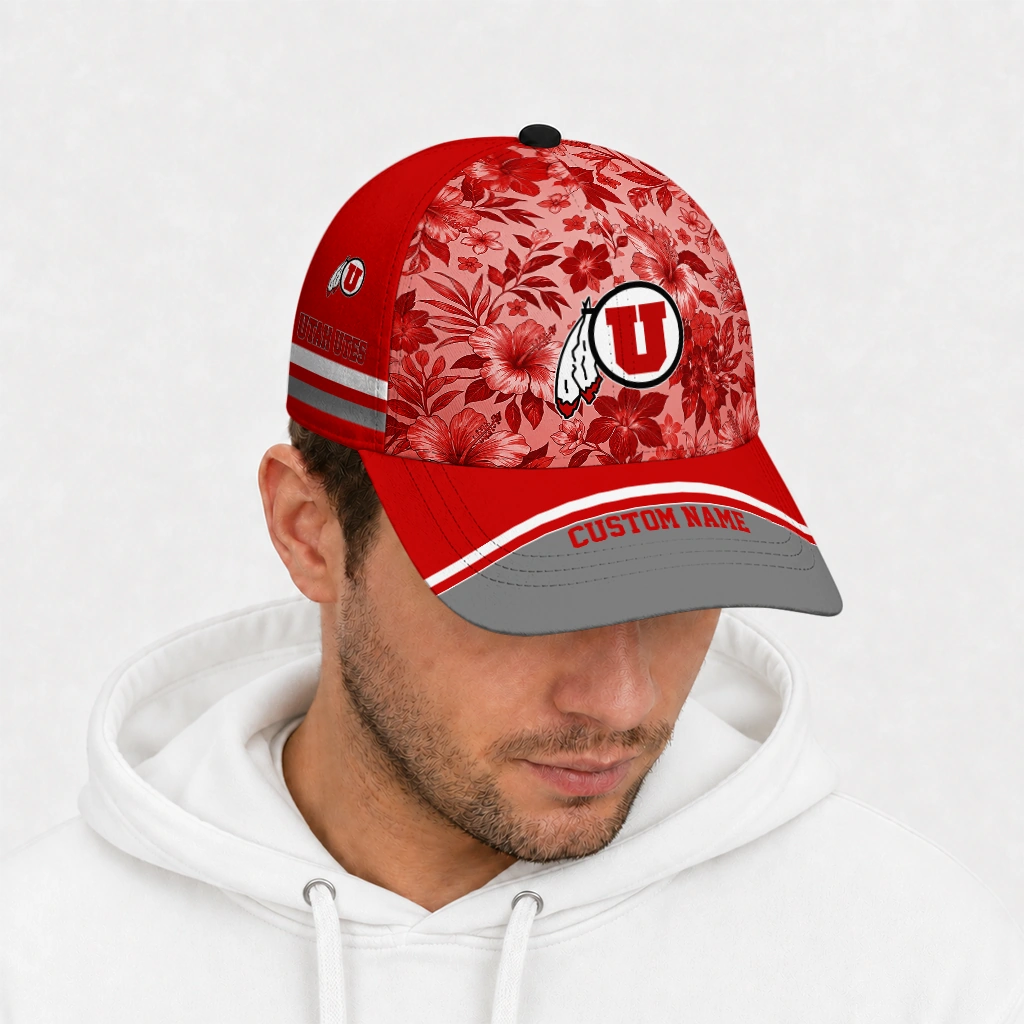 utah-utes-cap-personalized-tropical-floral-red-new-arrival.webp