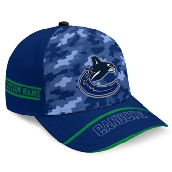 Vancouver Canucks Cap - Personalized Pixel Camo Blue