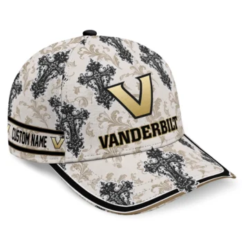 Vanderbilt Commodores Cap - Personalized Damask Pattern Black White