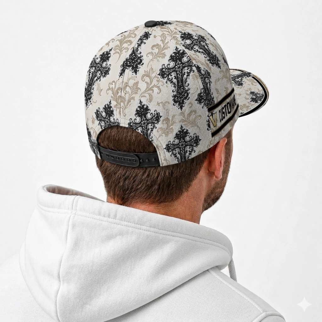 vanderbilt-commodores-cap-personalized-damask-pattern-black-white-latest-model.webp