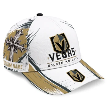 Vegas Golden Knights Cap - Custom Grunge Cross Tan White