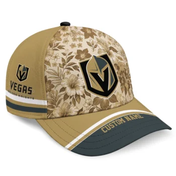 Vegas Golden Knights Cap - Customized Tropical Floral Tan