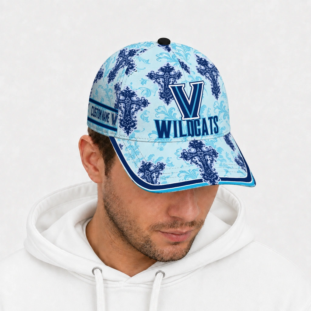 villanova-wildcats-cap-custom-damask-pattern-navy-white-new-arrival.webp