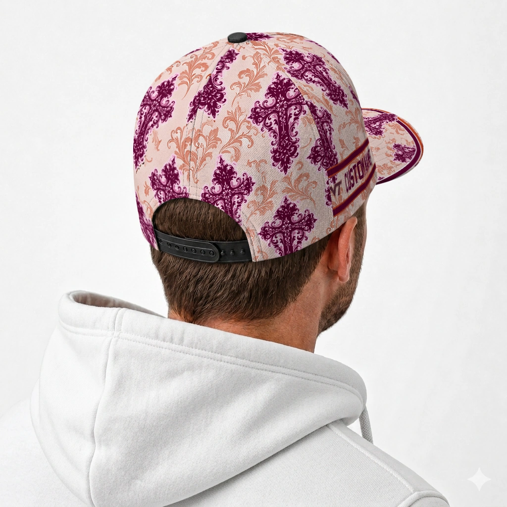virginia-tech-hokies-cap-custom-damask-pattern-maroon-white-latest-model.webp