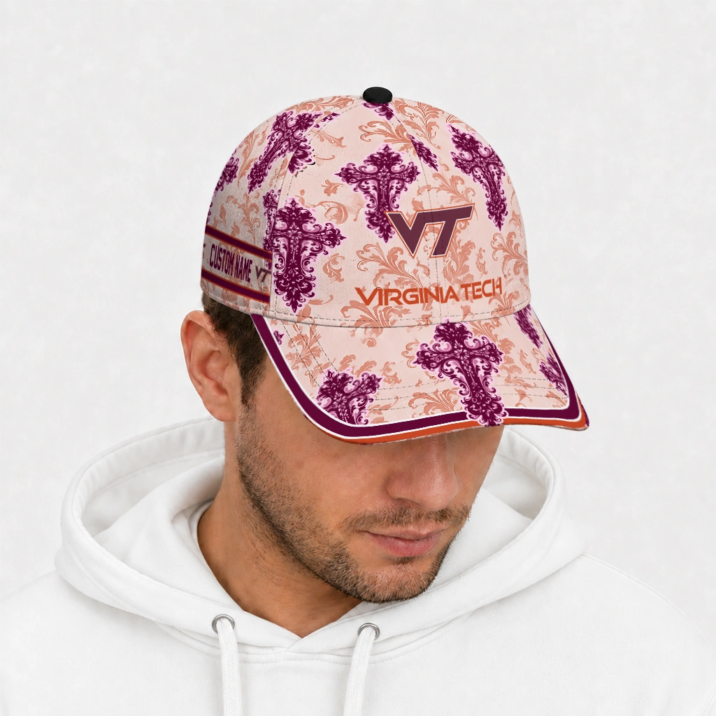 virginia-tech-hokies-cap-custom-damask-pattern-maroon-white-new-arrival.webp
