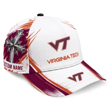 Virginia Tech Hokies Cap - Custom Grunge Cross Maroon White