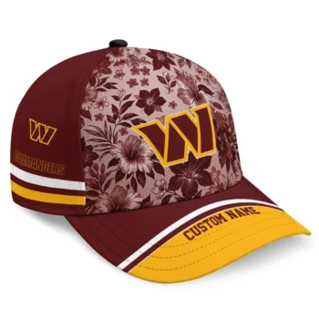 Washington Commanders Cap - Customized Tropical Floral Burgundy