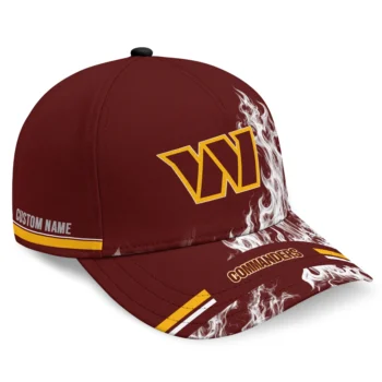 Washington Commanders Cap - Personalized Smoke Flames Burgundy