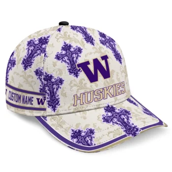 Washington Huskies Cap - Customized Damask Pattern Purple White