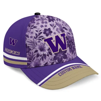 Washington Huskies Cap - Customized Tropical Floral Purple