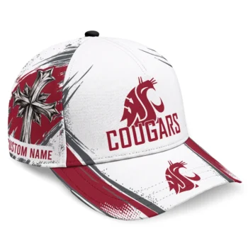 Washington State Cougars Cap - Personalized Grunge Cross Crimson White