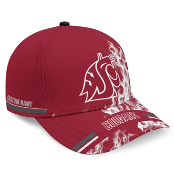 Washington State Cougars Cap - Personalized Smoke Flames Crimson