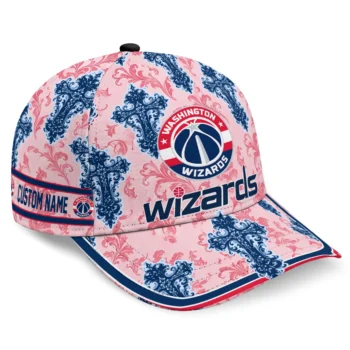 Washington Wizards Cap - Personalized Damask Pattern Blue White