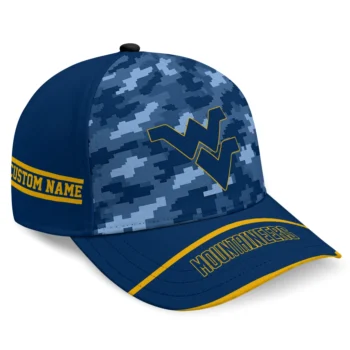 West Virginia Mountaineers Cap - Personalized Pixel Camo Blue