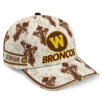 western-michigan-broncos-cap-personalized-damask-pattern-brown-white-best-selling.webp