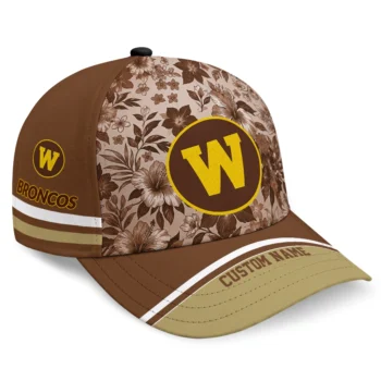 Western Michigan Broncos Cap - Personalized Tropical Floral Brown