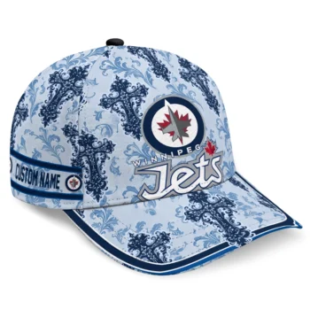 Winnipeg Jets Cap - Customized Damask Pattern Blue White
