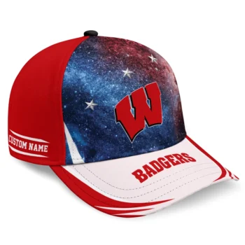 Wisconsin Badgers Cap - Custom Galaxy Nebula Red
