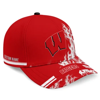 Wisconsin Badgers Cap - Custom Smoke Flames Red