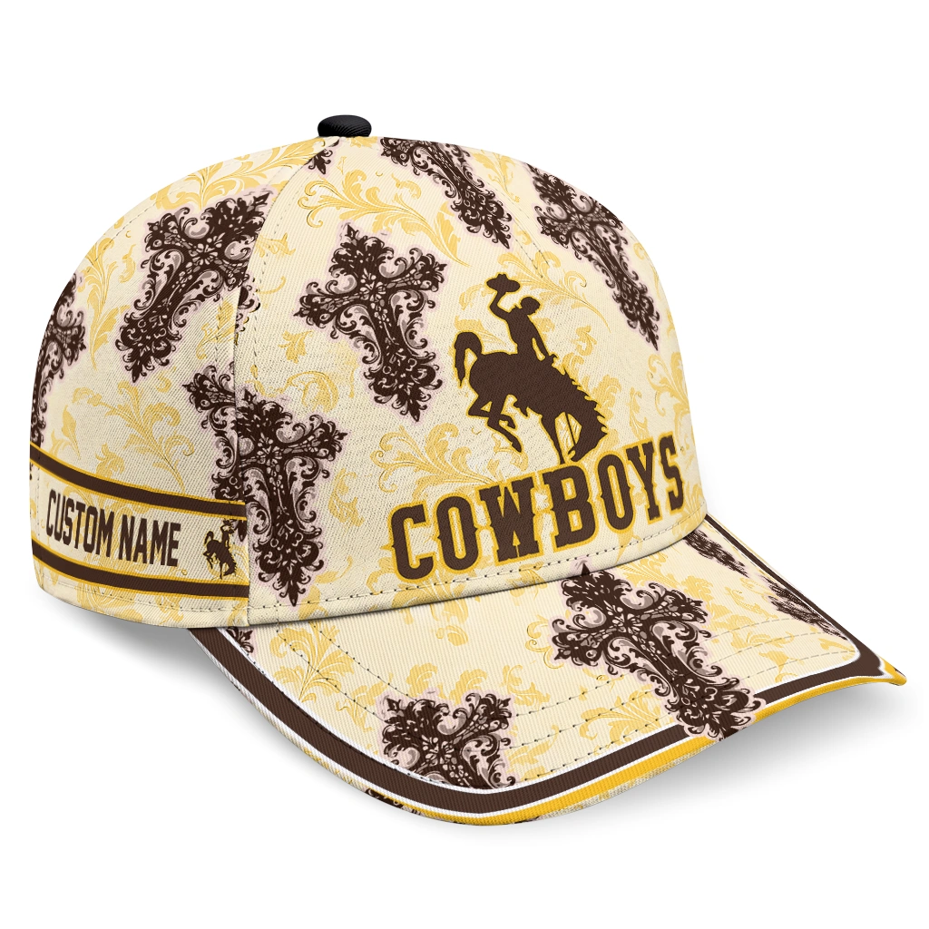 wyoming-cowboys-cap-custom-damask-pattern-brown-white-best-selling.webp wyoming cowboys cap custom damask pattern brown white best selling