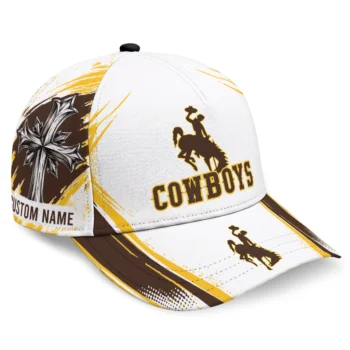 Wyoming Cowboys Cap - Custom Grunge Cross Brown White